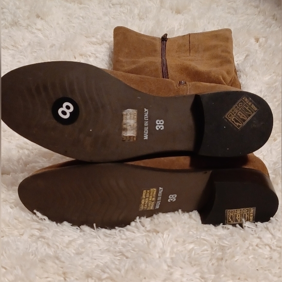 LE Chateau Made in Italy Suede Knee High Boot in Brandy Low Heel - Picture 13 of 15